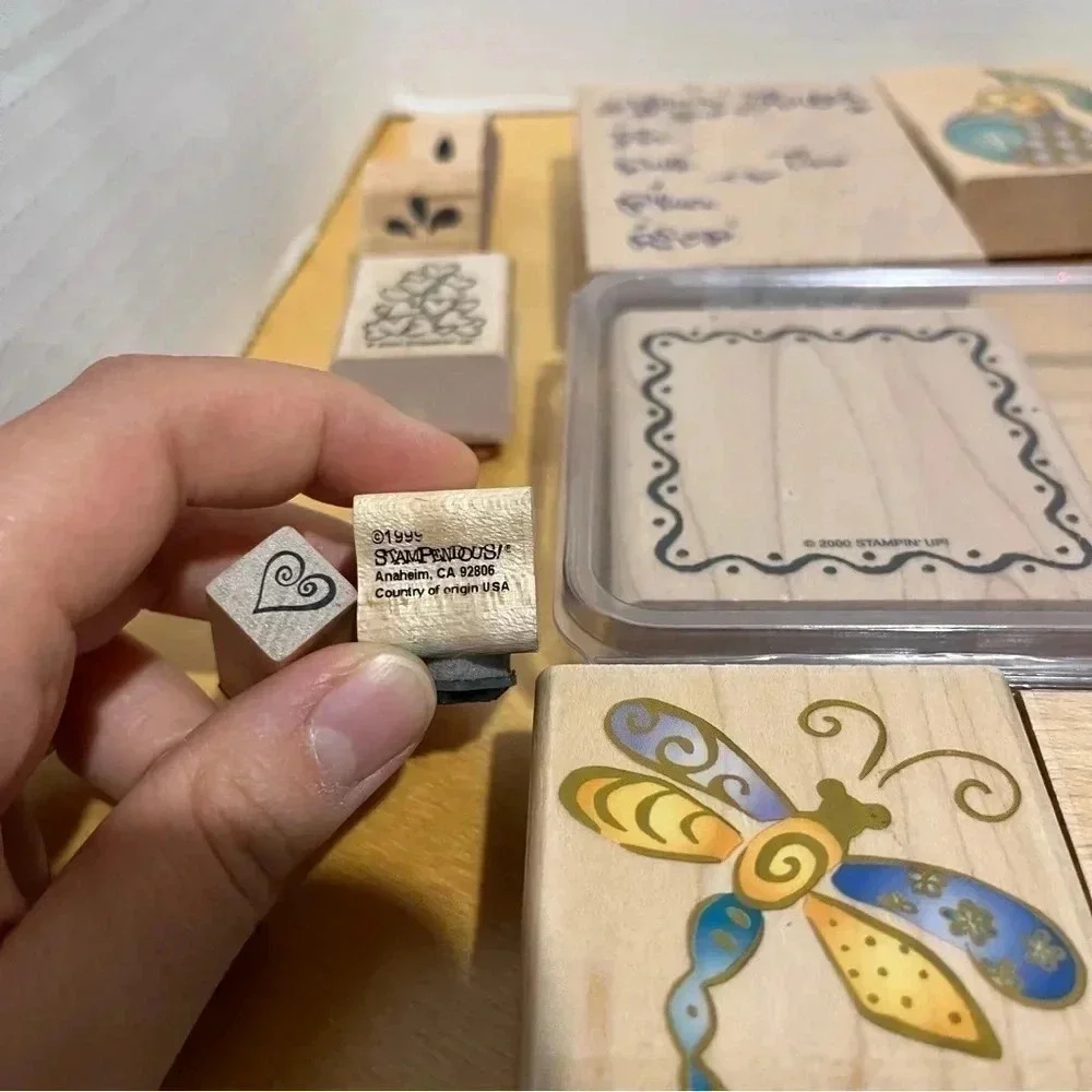 40+ Wooden Mounted Rubber Stamp And Plastic Stamps Lot Various Designs Christmas